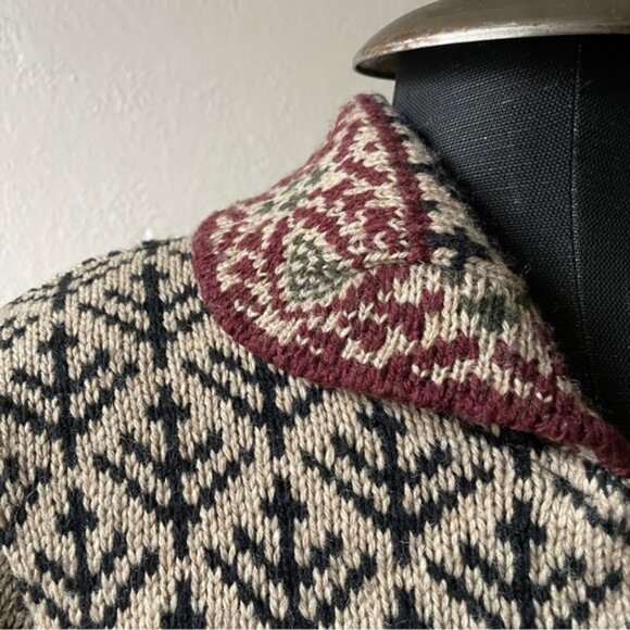 Vintage 90s Nordic inspired wool blend zip-up sweater is size small. - Picture 2 of 13